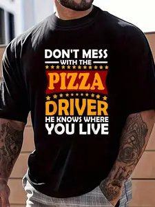100% Cotton Pizza Delivery Driver Costume T-Shirt Gift Pizzeria T-Shirt Women's Men's Graphic Tee Crew Neck summer vacation Tops