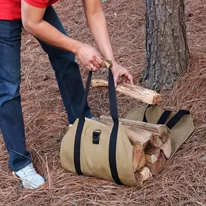 Outdoor Firewood Carry Bag, Portable Woodcutting Pack, Multi-Functional Log Storage Bag with Reinforced Handle, Camping and BBQ Accessories