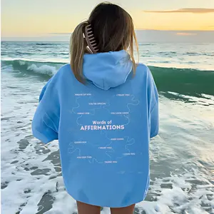 Words of Affirmation Hoodies women, Y2K Style, Oversized Graphic, Motivational, Minimalist, Cotton Pullover, Unique Appreciation Gift