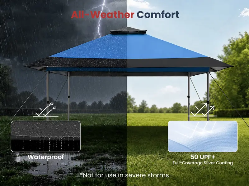 PHIVILLA Easy Set-up 13x13ft Pop-Up Canopy Gazebo Outdoor Tent 169 sq.ft Sun Shade Folding Design, Instant Portable Canopy Tent Outdoor Gazebo with Roller Bag,