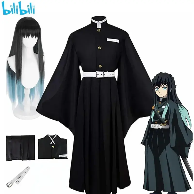 Bilibili Anime Demon Slayers Kimetsu No Yaiba Tokitou Muichirou Cosplay Costumes Kisatsutai Uniform Wig Halloween Party Costume Halloween party, Thanksgiving party