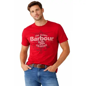 Barbour T Shirt Size Small Casual Crew Neck Short Sleeve Red Tee Oilskins TS01