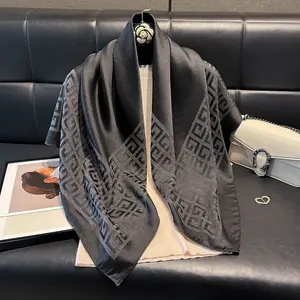 2025 Latest Spring and Autumn Women's Fashion Hijab Silky Muslim Square Sun Protection Shawl Luxury Brand Soft Female Scarf