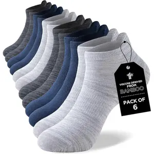Ankle Socks for Men, 6 Pairs Bamboo Rayon Breathable Sports Low Cut Thin, Multicolor Size 6-8 9-11 12-14