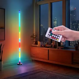 Smart LED Floor Lamp with Rgbicb Color Effects, Modern Minimalist Design with Remote Control, Perfect for Home Office and Bedroom Decor, Adjustable Lights