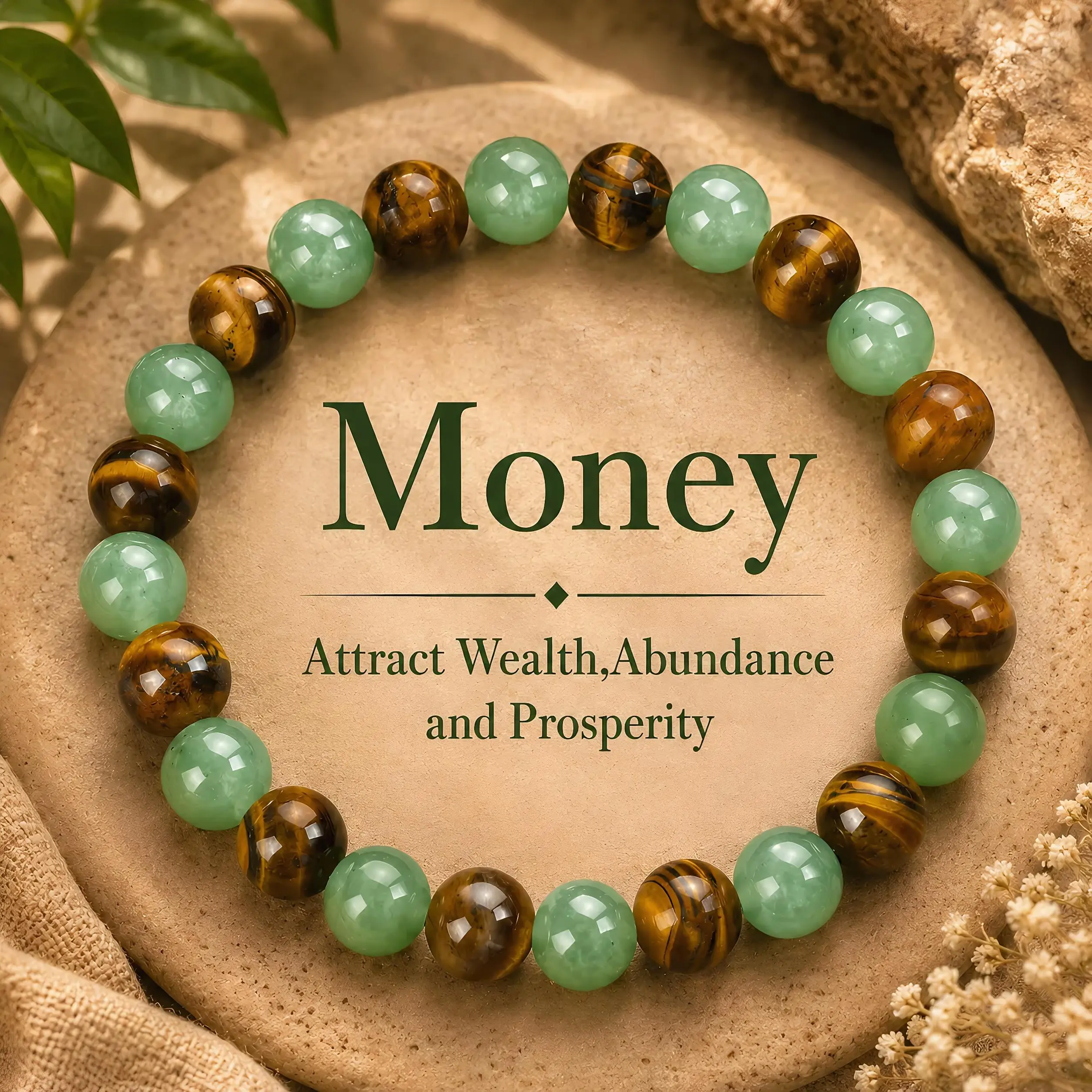 Money Attraction Bracelet for Women Men, Green Aventurine & Tiger Eye Beaded Crystal Bracelet, Wealth Manifestation Good Fortune Bracelet, Prosperity Lucky Amulet Jewelry Gift