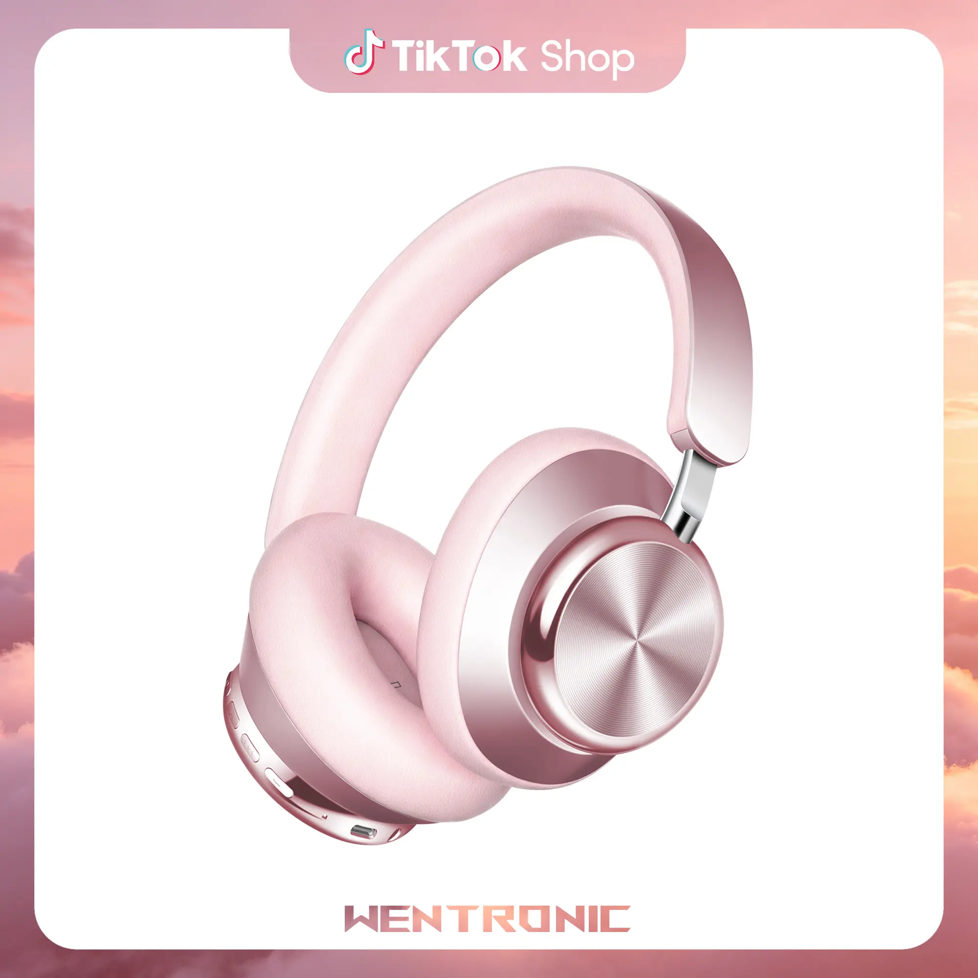 WENTRONIC Y03 Over-Ear ANC Enabled Bluetooth Headphones - Wireless Noise Cancelling Audio Device, Adjustable Soft Ear Cushions, 48H Playtime, High Sound Quality, 6 EQ Music Modes, Stable Connection, 3.5mm Compatibility, Starlight Summerwins