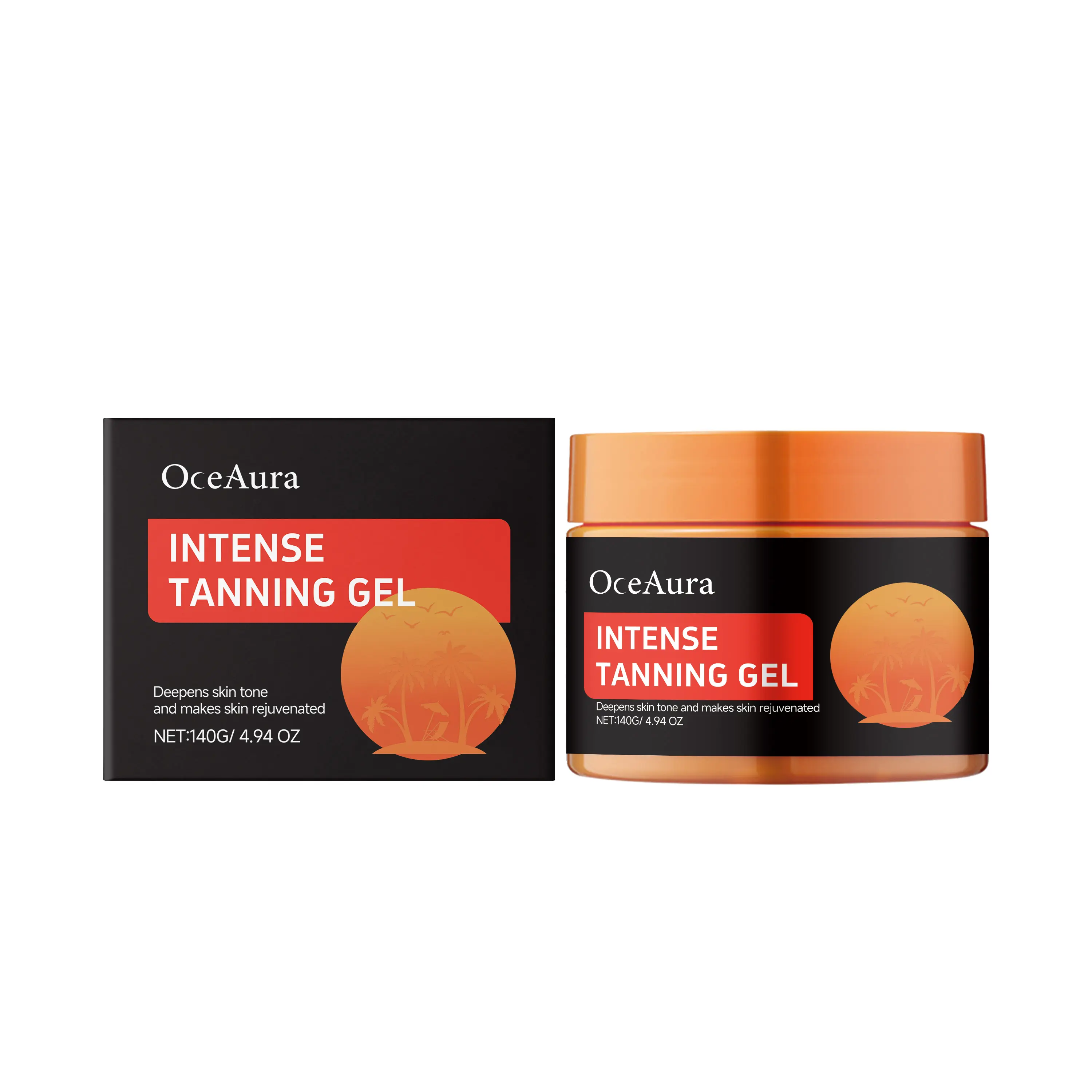 OceAura Tanning Cream 140g, Powerful Tanning Gel with Carrot and Coconut Oil, Long-lasting Moisturizing and Tanning Aid, Nourishing and Moisturizing Tanning Gel, Suitable for All Skin Types of Tanning Lotion
