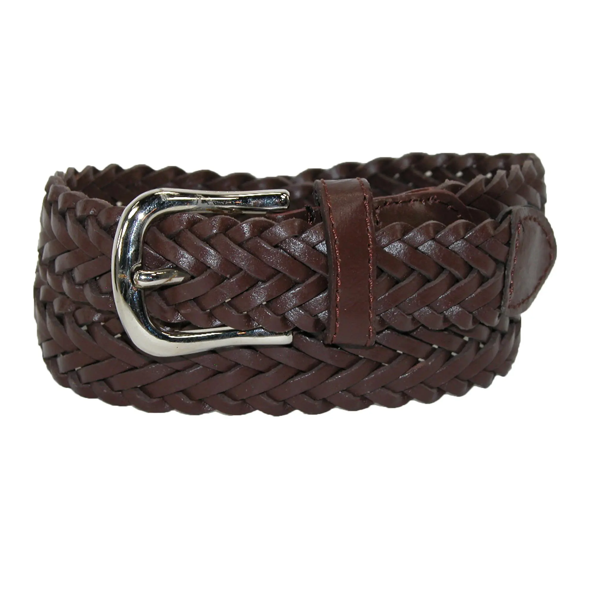 CTM Boys' Leather 3/4 Inch Adjustable Braided Dress Belt, Dress Belts