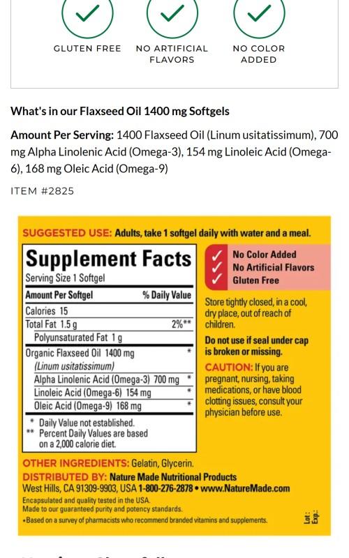Flaxseed Oil 1400 mg Softgels