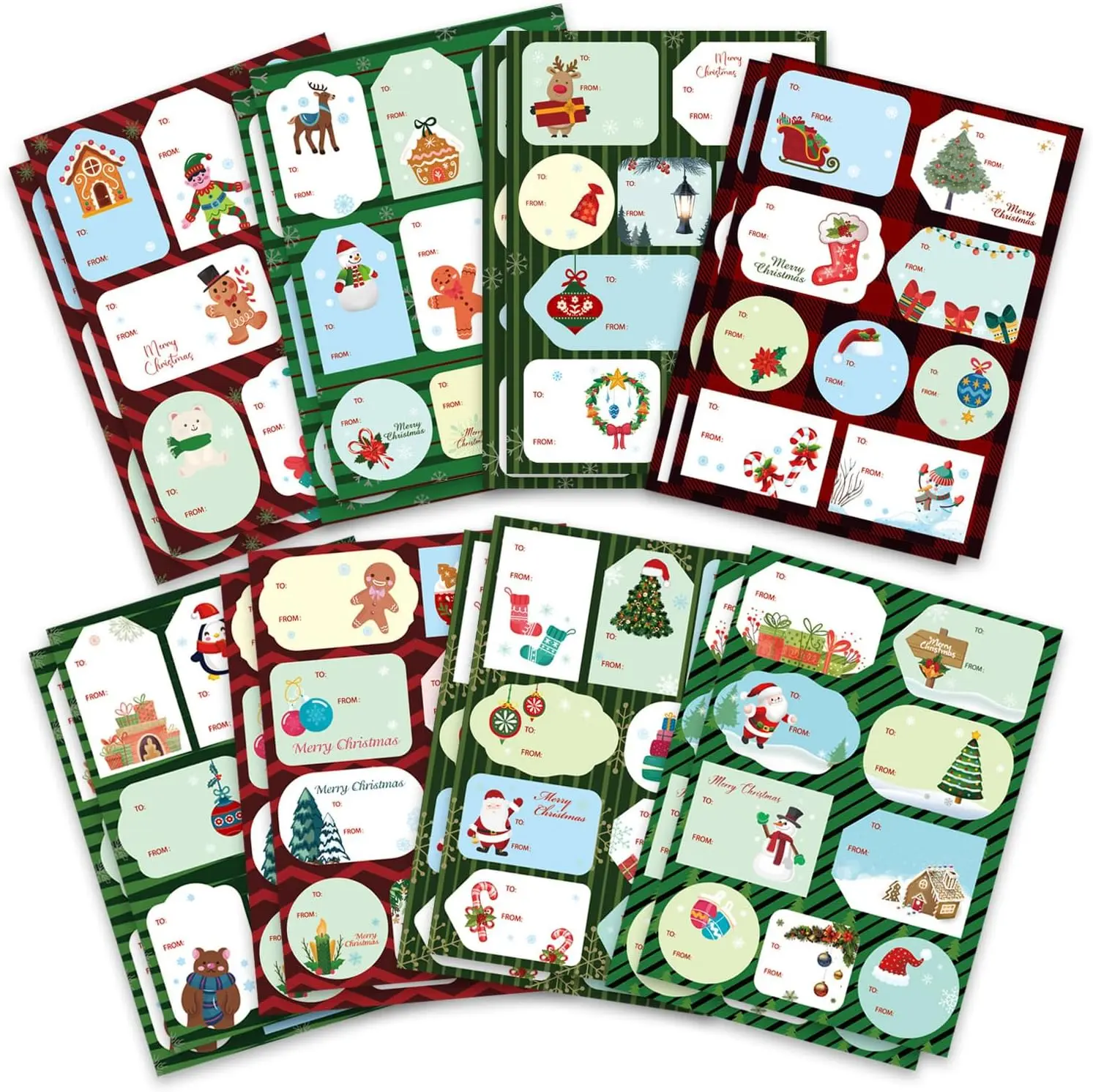 138PCS Christmas Tags Sticker Christmas Gift Labels Stickers, Xmas to from Christmas Sticker Name Tags, Name Tags Labels for Christmas Gift Wrapping,Holiday Present Label