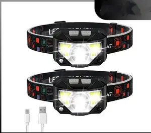 2-Pack Rechargeable LED Headlamps (with Motion Sensor), Ultra-Bright Waterproof Hands-Free Headlamps, Lightweight and Flexible Work Lights, Ideal for Camping, Running, Hiking, Fishing, Mechanical Repairs, and Emergencies