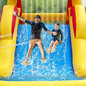 JOYMOR Commercial Grade Water Slide for Adults and Kids with Double Wide Slide, Splash Pool (21 x 8 x 11ft), 100% PVC Vinyl Inflatable Water Park for Backyard with Strong Air Blower