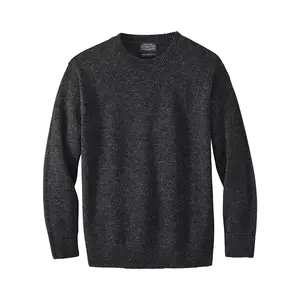Pendleton Menswear Natural Wool Crewneck Sweater - Black Heather, RF532-60702, Medium Fitted, Long Sleeve, Classic Plain Casual Minimalist Pullover Tops