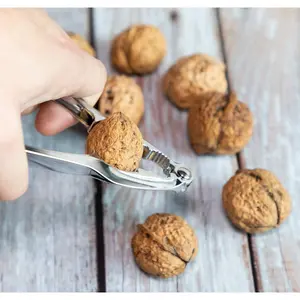 Set of 4 Stainless Steel Nut Crackers - Heavy Duty Seafood & Nut Opener Tools with Serrated Edge for Easy Shelling - Perfect for Walnuts,Crab Legs More - Essential Kitchen Gadgets for Home