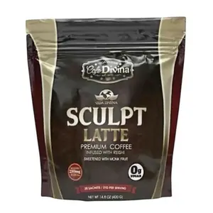 Vida Divina Sculpt Latte Coffee - Herbal Beverage with Organic Reishi Spores, 1/2 oz, Sugar Free, 20 Sachets per Serving, Zero Sugar or Milk