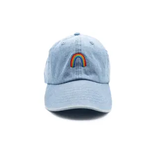 Tiny Rainbow Baseball Hat - Adjustable Classic Embroidered Baseball Cap - 100% Cotton Fabric Comfortable Cap