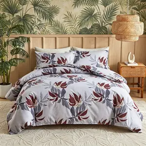 Vintage Floral Leaf Pattern Duvet Cover Set - 2/3 Counts Set, Boho Floral Bedding Set, Soft, Comfortable, Breathable, Washable Polyester Bedding, Rustic Farmhouse Style Bedroom Decor, Suitable for All Seasons, Unisex, Gift.