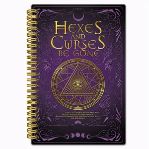 1pc Witch's Magic Notebook - Hexes and Curses, Purple & Golden Occult Grimoire Journal, Small 5.5x8.3 Inch Witchcraft Diary for Spell-Casting, Soft Cover Notebook - Gift for Wiccan, Pagans, Fantasy Writers - Mystical Cover Design, Wiccan Supplies