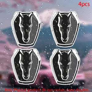 4pcs Horse Mustang Emblem Stickers, Car Decals for Doors Windows Laptops Bags Furniture Bumpers, Durable Vinyl Material