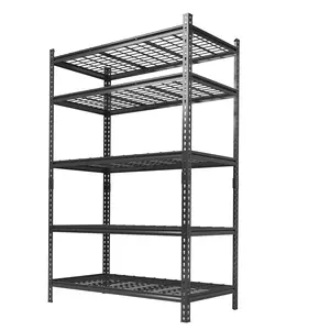 Heavy Duty Adjustable Metal Garage Shelving Unit – 5-Tier Steel Storage Rack – 2200 lbs Capacity, Rust Resistant, Sturdy Organizer for Garage, Kitchen, Pantry, Warehouse, Basement – 36"W x 16"D x 72"H, Black, Rubber Feet