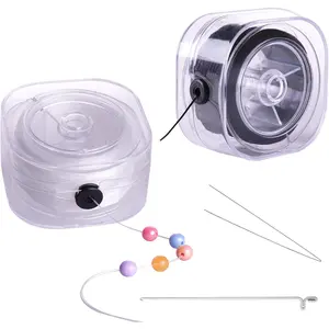 Elastic String for Bracelets, 2 Rolls of 0.8mm Flat Stretch Bracelet Cord, 220 Yards for  Beading, with Storage Case and Beading Tool.