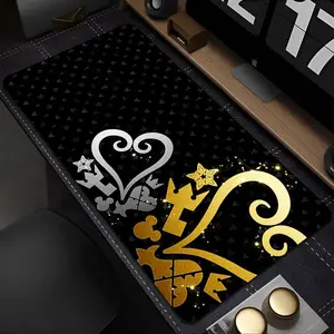 Kingdom Hearts Anime Mouse Pad, Black and White Gaming Desk Mat with Smooth Surface, Anti-Slip Rubber Base, Extended Keyboard Mousepad for Laptop Office Setup