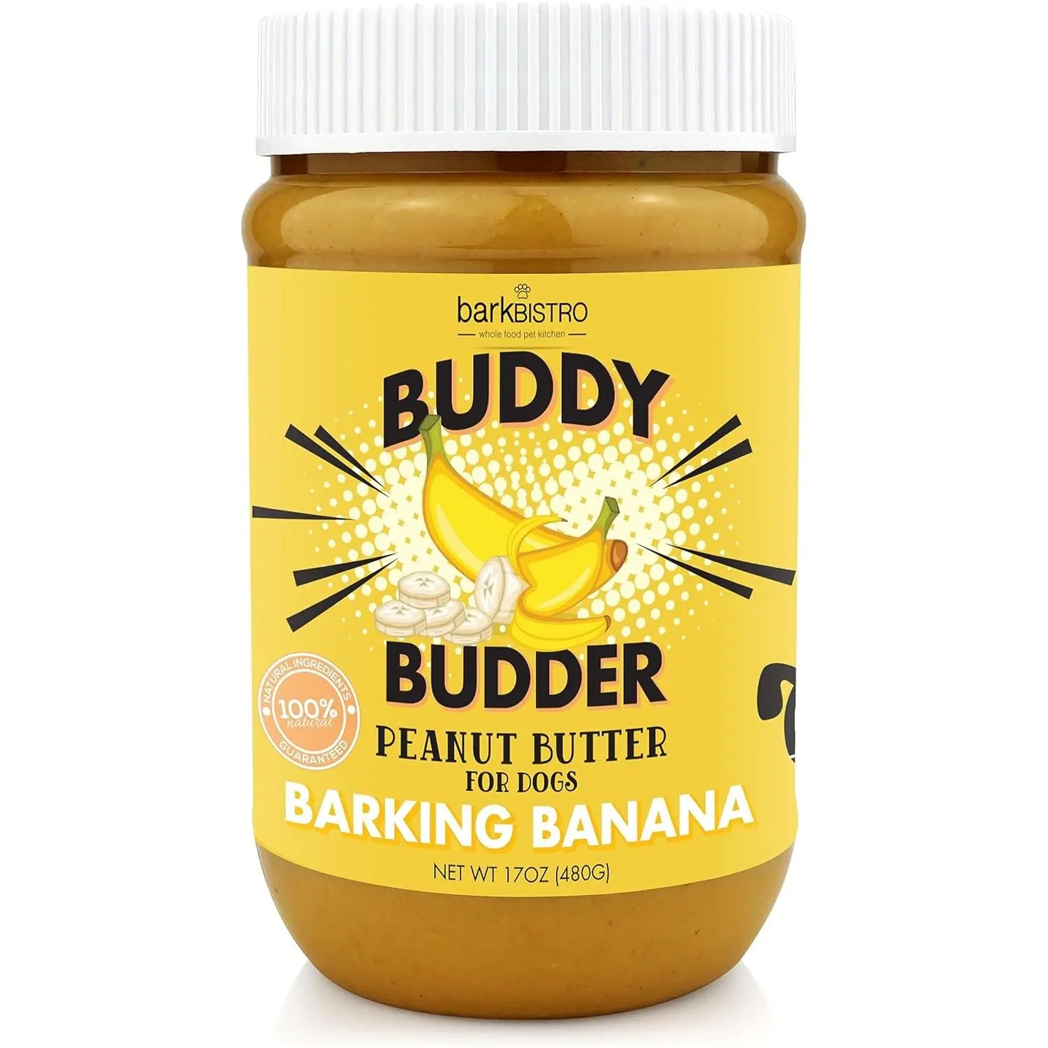 Bark Bistro Barking Banana Buddy Budder — 100% Natural Dog Peanut Butter, 17 oz