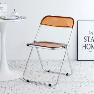 YELLOW Clear Transparent Folding Chair Chair Pc Plastic Living Room Seat