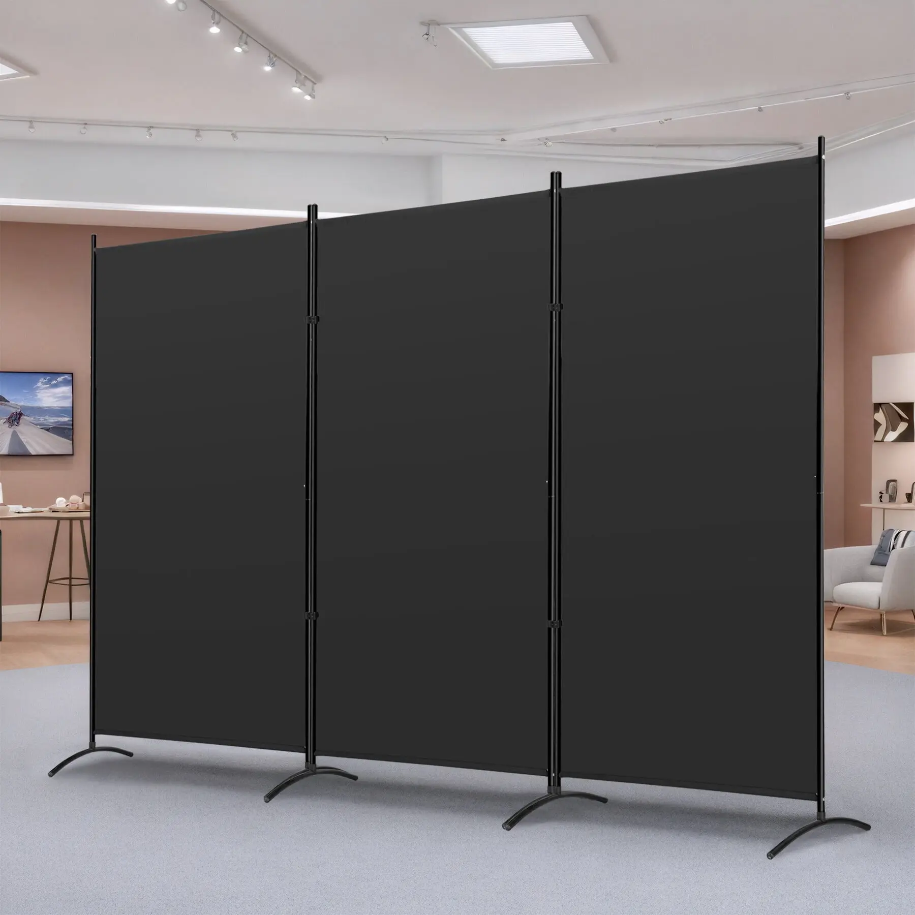 Segawe 3-Panel Adjustable Home Foldable Room Divider - Self-Assembled, Zigzag, Freestanding Fabric Privacy Screen with Metal Frame for Living Room, Office, Foldable Room Dividers,summerwins