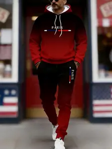 Trendy velvet hoodie set with personalized patterns, simple, versatile, and casual, perfect for everyday wear