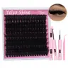 Lash Extension Kit Lash Clusters Kit Thick Eyelash Extension Kit 10-20mm Fluffy Volume Lash Clusters 200D Individual Eyelashes Kit with Lashes Bond, Lash Tweezers, DIY Lash Extension Diy Lash Tools Cosmetic Tools