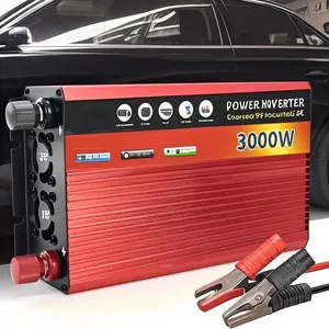 12V DC to 110V AC 3000W Peak Power Portable Car Inverter Power Converter Adaptor US Plug 1500W Continuous Power, Home Solar Inverter Power Bank for Truck Outdoor, Durable(Without Battery)