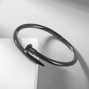 Men's Stainless Steel Nail Bracelet - Elegant Bold Design for Everyday & Special Occasions - Versatile Minimalist Edgy Accessory