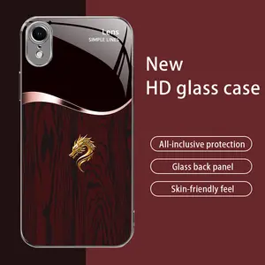 Suitable for [iPhone Xr] Personality Simple Split Dragon Pattern Creative Business High-end Anti-fall Advanced Electroplated Glass Mobile Phone Case Affordable Anti-fall Anti-fingerprint-888