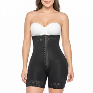 Women’s abdominal control shaping garment, shorts with hip lift straps, zippered crotch design.