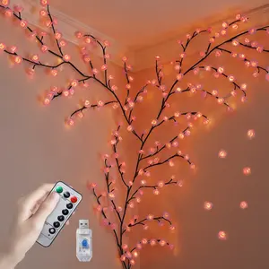 144 LED Rose Vine Lights — 7.55 FT Wall Branch Lights with Remote & 8 Modes, Garland Willow for Bedroom, Wedding, Christmas Decor