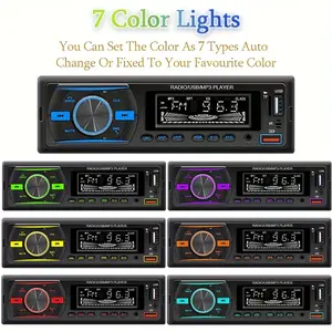 1Din Wireless M3 Player 1pc Car Radio Stereo 60W x 4 FM Receiver with IR Remote Control, AUX/USB/TF Card Slot, 4K UHD Display, 4K HDR, 4K UHD Video, Car Audio, Car Stereo Speaker