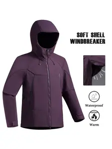 Unisex Fleece Lined Softshell Jacket, Waterproof Windproof Warm Outdoor Sport Coat, Ideal for Hiking Camping Skiing Fall Winter