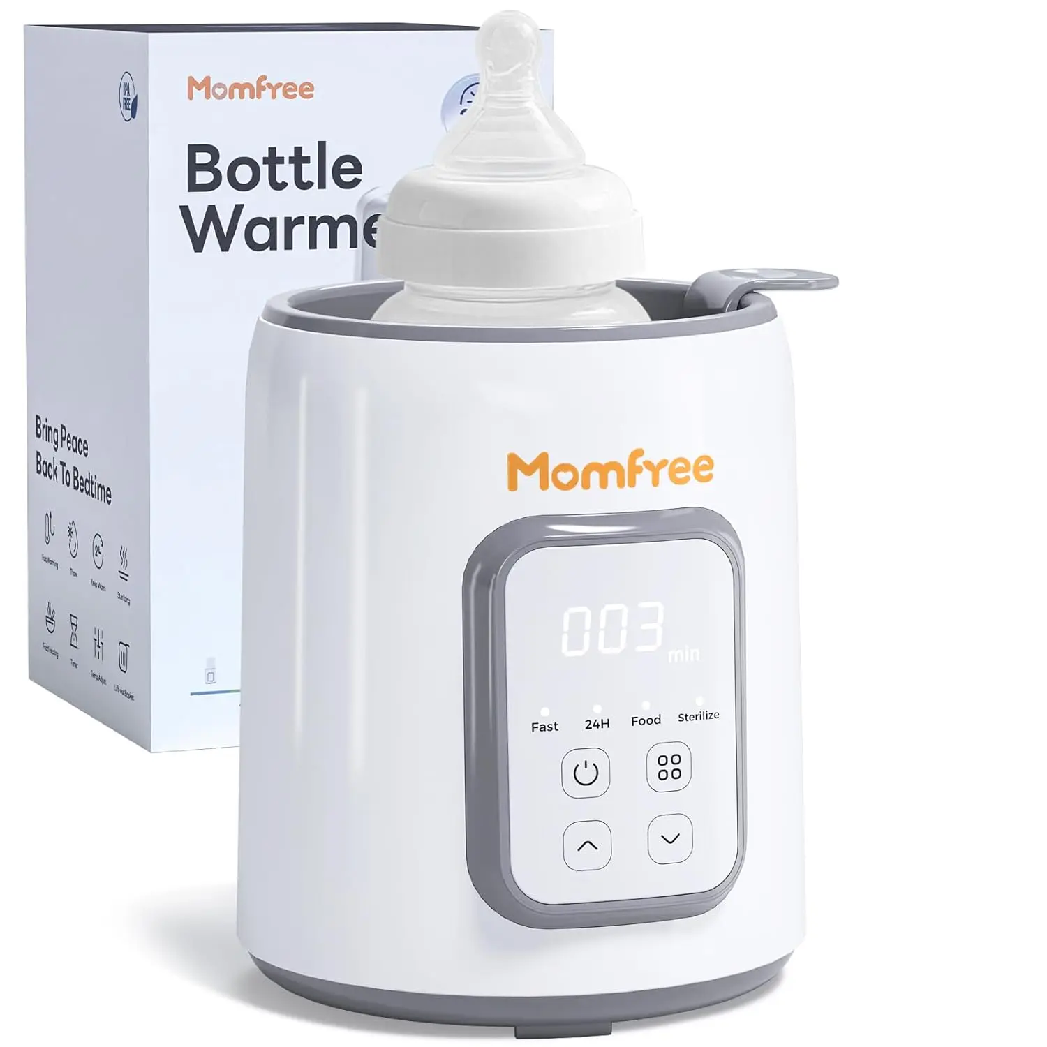 Momfree 8-in-1 Fast Warm-Up Baby Bottle Warmer - Multifunctional for Breastmilk & Formula, Accurate Temperature Control, Automatic Power Off, Fits All Bottle Types, Heated for Newborns