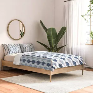 Full/Queen Woven Aztec Little Arrow Design Co Comforter Set Blue/White - Deny Designs: Microfiber, 300 Thread Count, 3-Piece Set