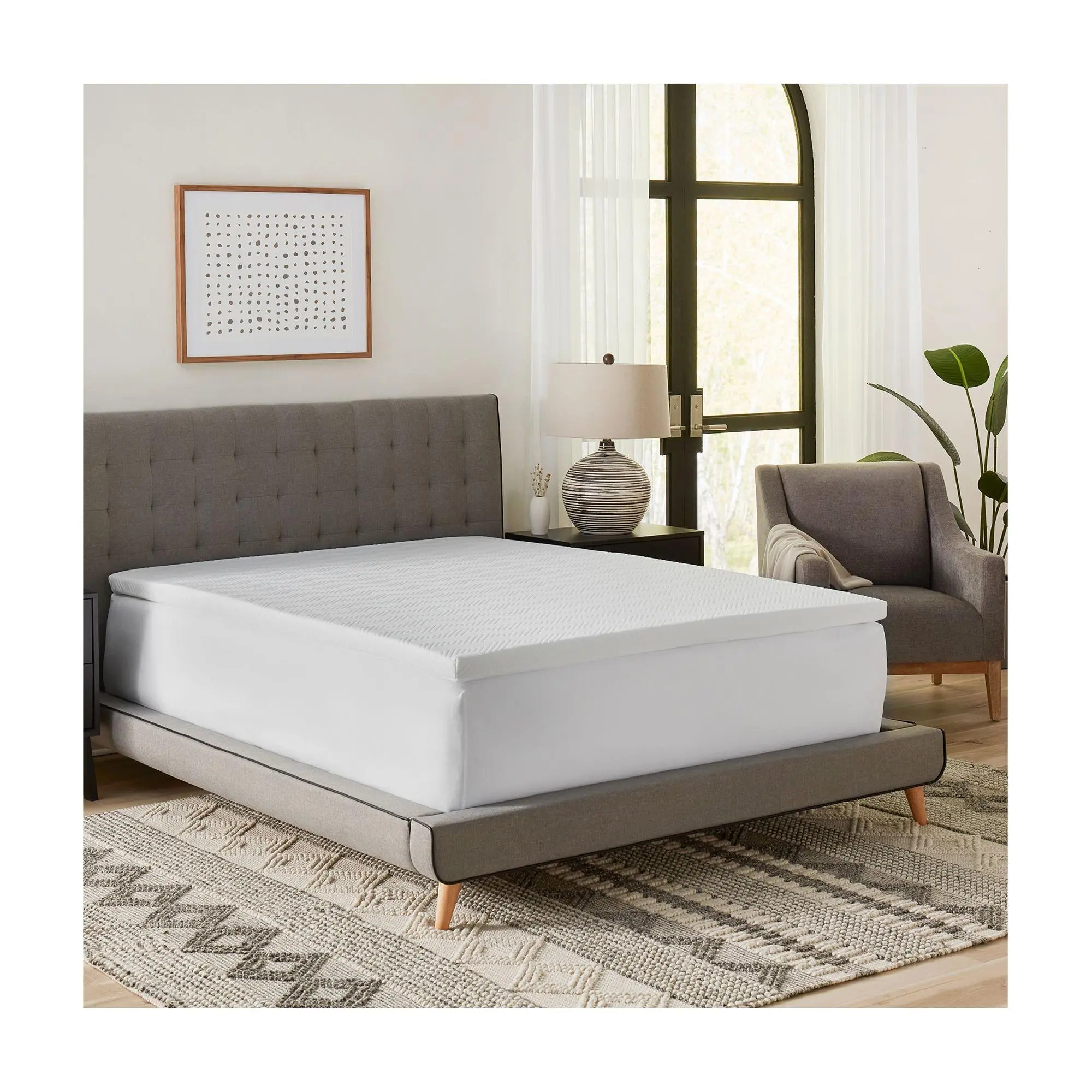 Bodiedic 2" Gel Memory Foam Mattress Topper with Cover, Twin