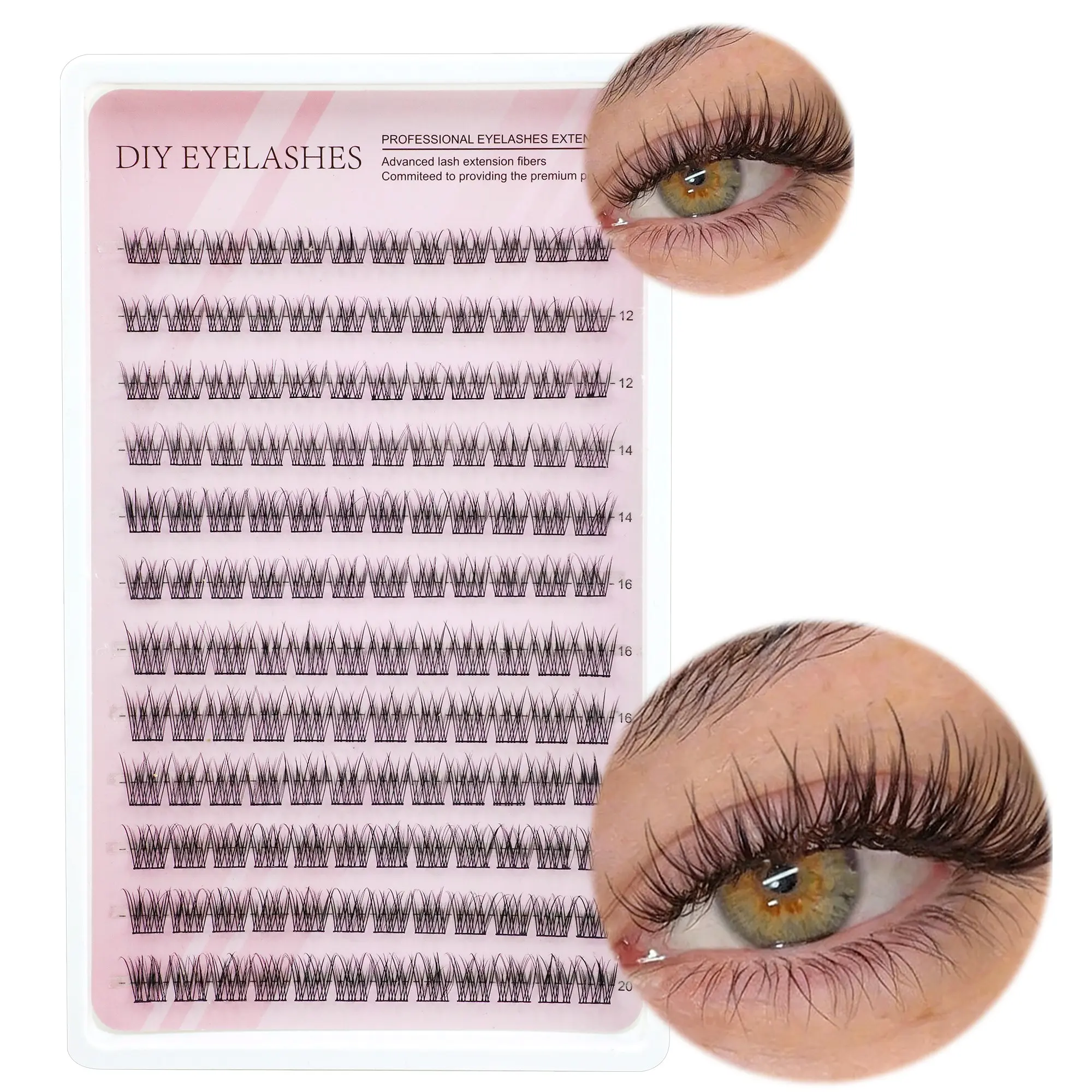Surprise DIY False Eyelashes Extension, Natural Look with Artificial Lashes, Dense Curled Fake Eyelash Group for Home Use, DIY Lash Set, Eyelash Extensions