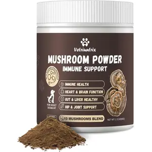 Turkey Tail Mushroom Powder for Dogs, Organic 10 Mushroom Blend for Lipoma Lumps and Bumps, Dog & Cat Herbal Supplements Probiotic with 50% β-Glucan, Joint Gut Immune Skin Support - 60g