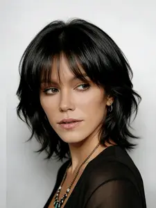 2026 Shaggy Layered Short Brown Wig 80s Mullet Pixie Cut With Bangs Curly Synthetic Natural Black Hair Replacement Wig for Women Daily Use Party Cosplay Heat Resistant