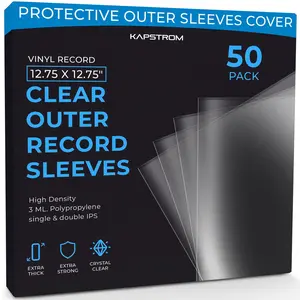 Kapstrom Record Sleeves for Album Covers (50 Pack, 12.75" x 12.75", 3 mil Thick), Clear Plastic Outer Sleeves to Protect 12" LP Vinyl Record Albums, Archival Quality for Media Collection Protection