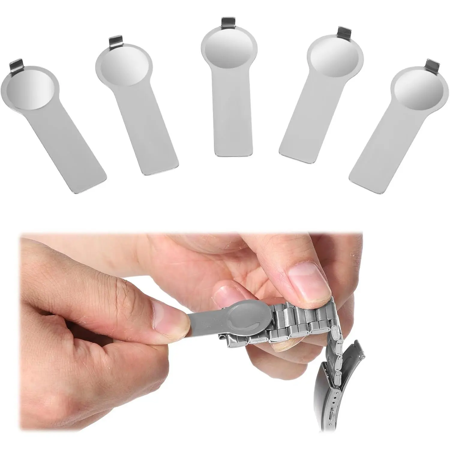 5 count Double-Sided Italian Bracelet Link Tools, Thumb Style Stainless Steel Charms Opening Tools Metal Bracelet Helper Fitting Tool for Add and Remove Charm Bracelets