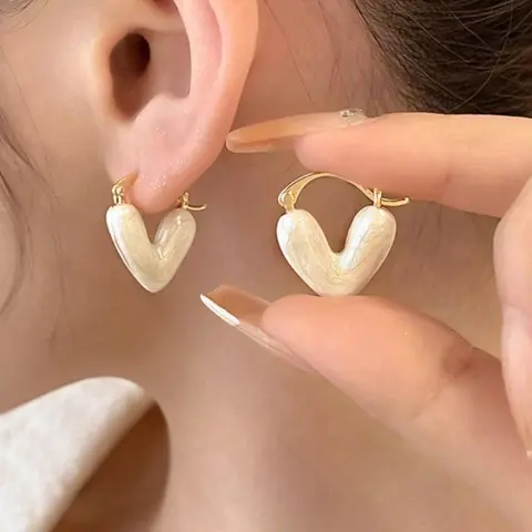Heart Shaped Hoop Earrings, Fashionable Temperament Earrings for Women, Girls, Teens, Matching Jewelry Gift, Casual Jewelry for Women, Valentine's Day, Gift