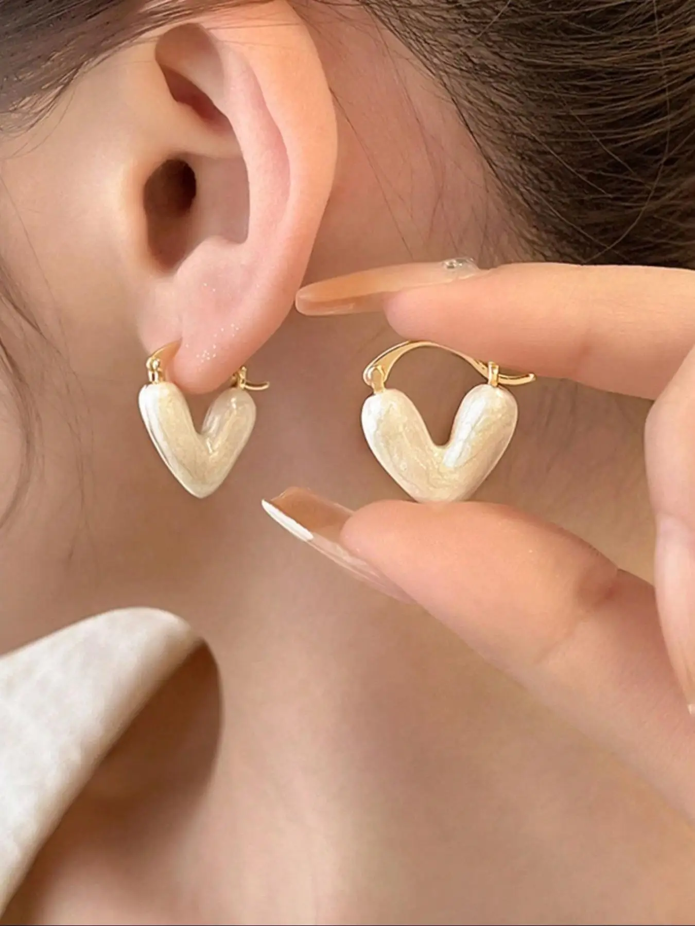 Heart Shaped Hoop Earrings, Fashionable Temperament Earrings for Women, Girls, Teens, Matching Jewelry Gift, Casual Jewelry for Women, Valentine's Day