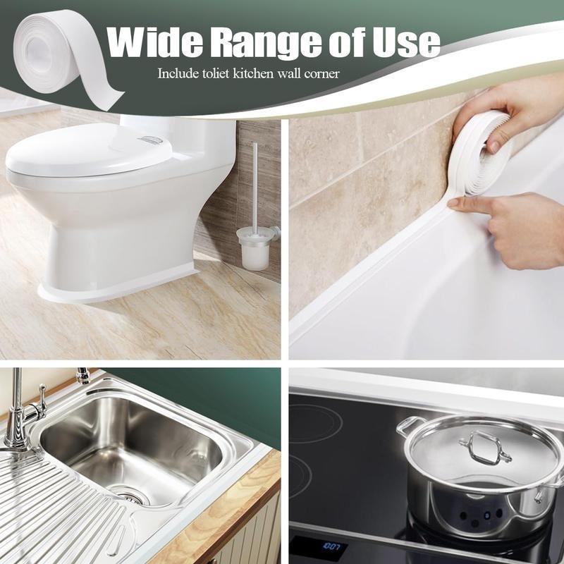 （4pcs）White Self-Adhesive Waterproof Caulk Tape for Bathroom Bathtub Shower Seal Sealing Strip Soap